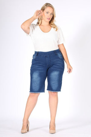Distressed Bermuda Short Jeggings