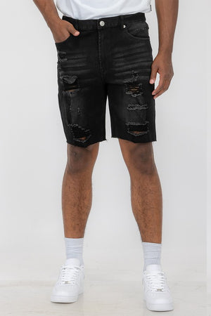 Open image in slideshow, Distressed Denim Shorts
