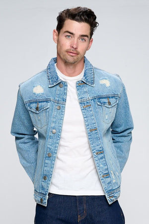 Open image in slideshow, Distressed Denim Jacket
