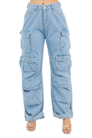 Open image in slideshow, Cargo Denim Pants
