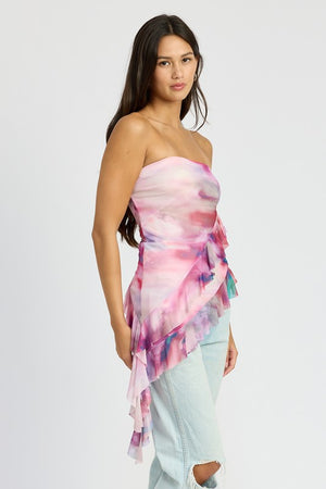 Y2K Ruffle Hem Tube Top