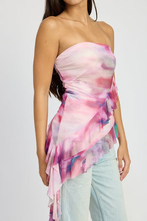 Y2K Ruffle Hem Tube Top