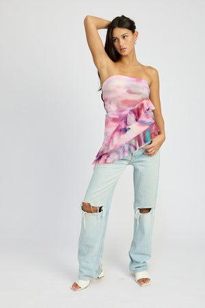 Y2K Ruffle Hem Tube Top