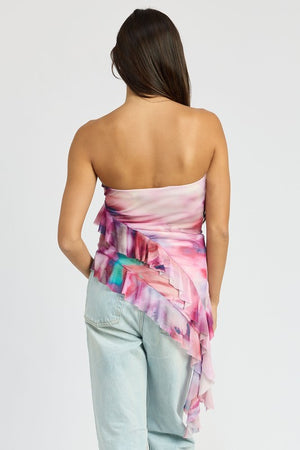 Y2K Ruffle Hem Tube Top