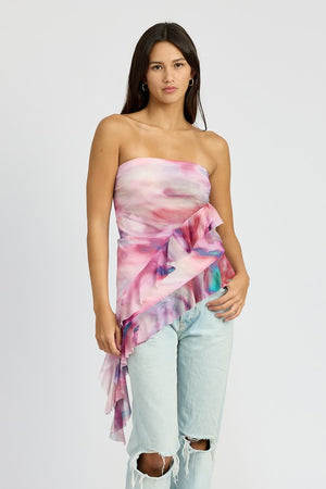 Open image in slideshow, Y2K Ruffle Hem Tube Top
