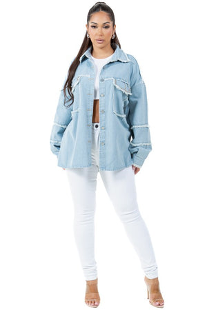 Open image in slideshow, Oversized Denim Shirt
