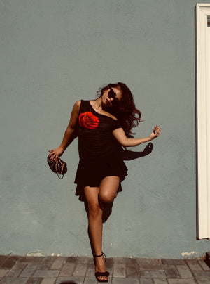 One-Shoulder Rose Top