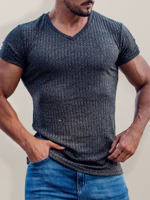 Open image in slideshow, Fitted Ribbed V-Neck

